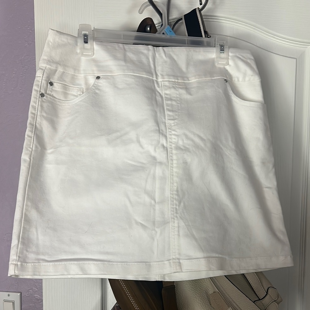 White Denim Mini Skirt short
